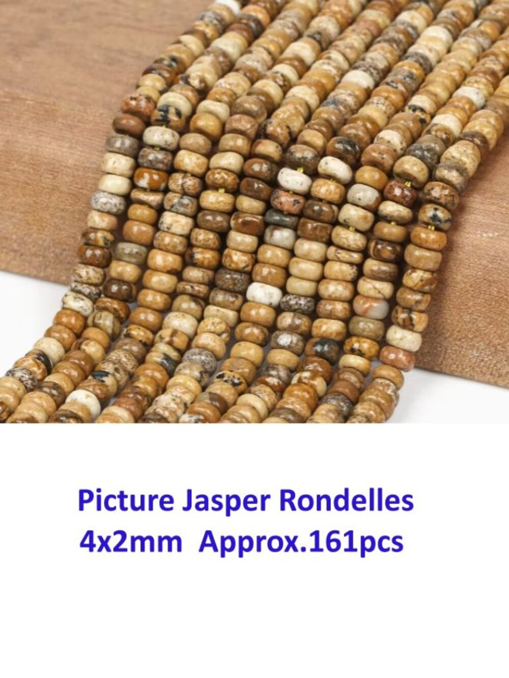 Picture Jasper Rondelles 4x2mm  Approx.  161pcs